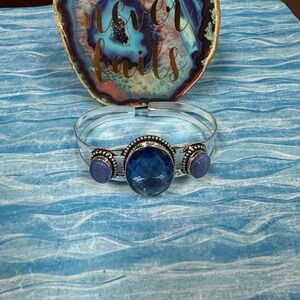 Huge Topaz & Fiery Opal Silver Bracelet